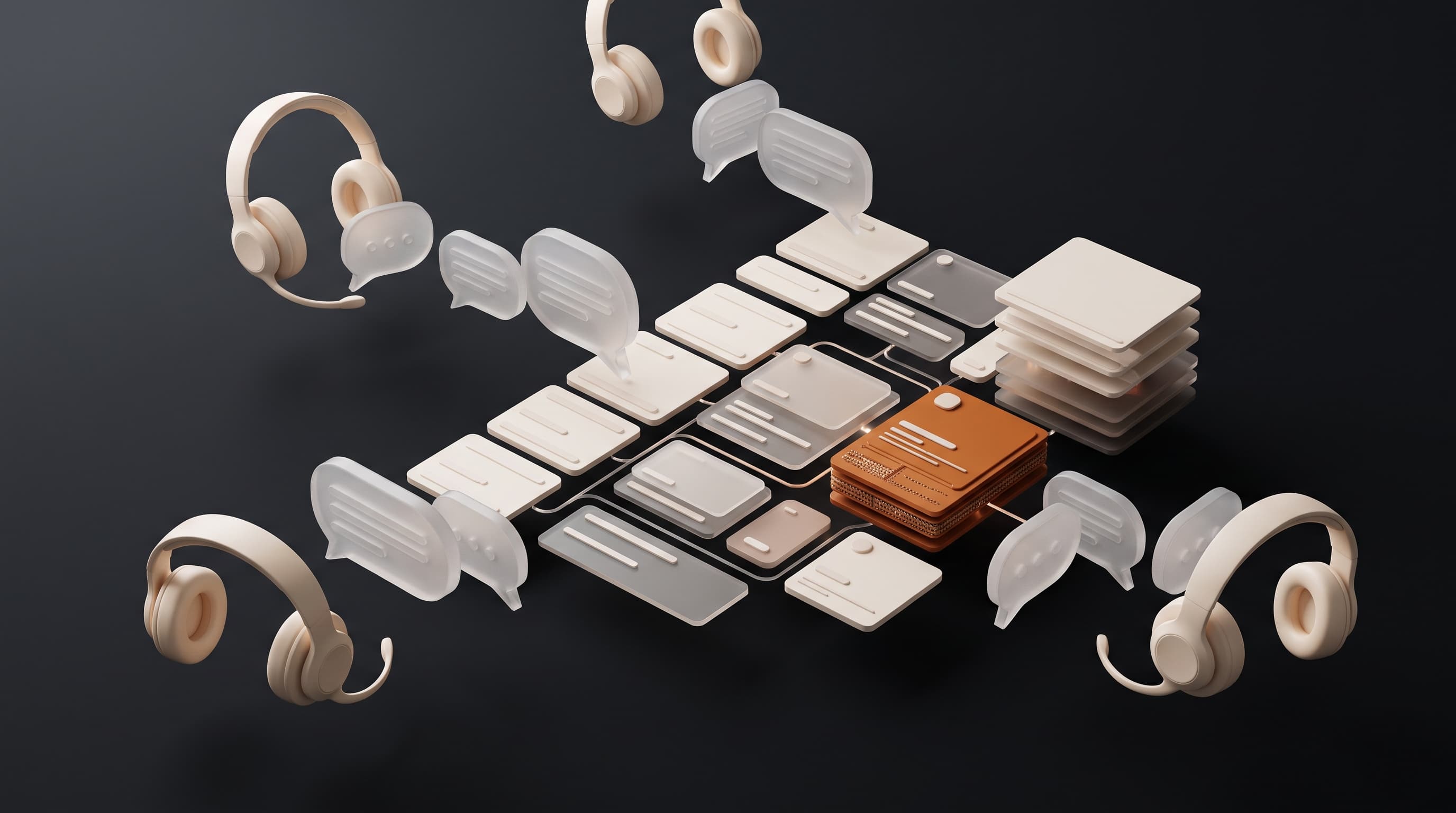 Contact center proof visual with conversation intelligence signals and agent assist cards
